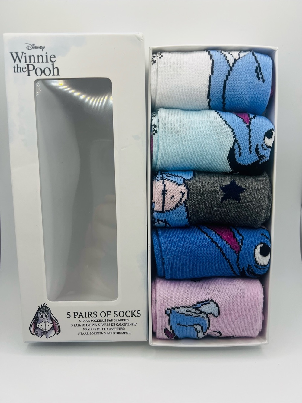 Disney Winnie the POOH Capris 5 Pairs Socks For Women's Shoe Size 4-10 Eyore